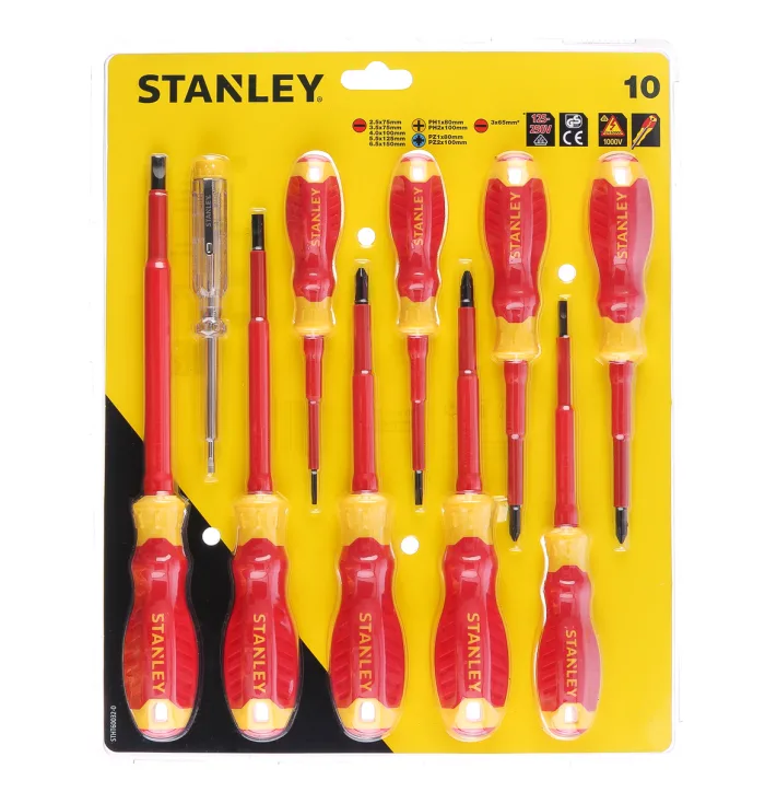 Manufacturers Part No. STHT60032-0 Stanley VDE Phillips, Pozidriv, Slotted Screwdriver Set, 10-Piece Make-Stanley